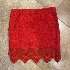 Red/coral/orange lace skirt